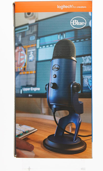 Blue Yeti USB Mic for Recording and Streaming on PC and Mac, Blue VO!CE Effects, 4 Pickup Patterns, Headphone Output and Volume Control, Adjustable Stand, Plug and Play – Midnight Blue