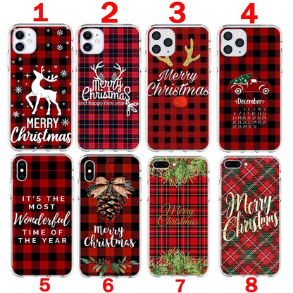 Christmas Red Plaid Phone Case for Iphone 15 15Plus 15 Pro Max Merry Christmas Cases for Iphone 14 13 12 11 Pro Mini XS MAX X XR 8 7 6 Plus