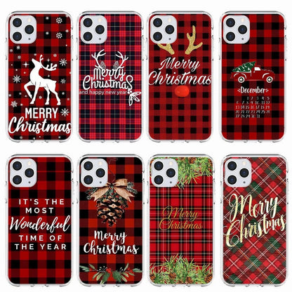 Christmas Red Plaid Phone Case for Iphone 15 15Plus 15 Pro Max Merry Christmas Cases for Iphone 14 13 12 11 Pro Mini XS MAX X XR 8 7 6 Plus