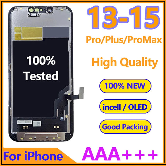 New TFT LCD Display 13 Pro Max Touch Screen Digitizer, for  13 Mini, 13, 14 Pro Max, 15 Plus, Incell Replacement Tested