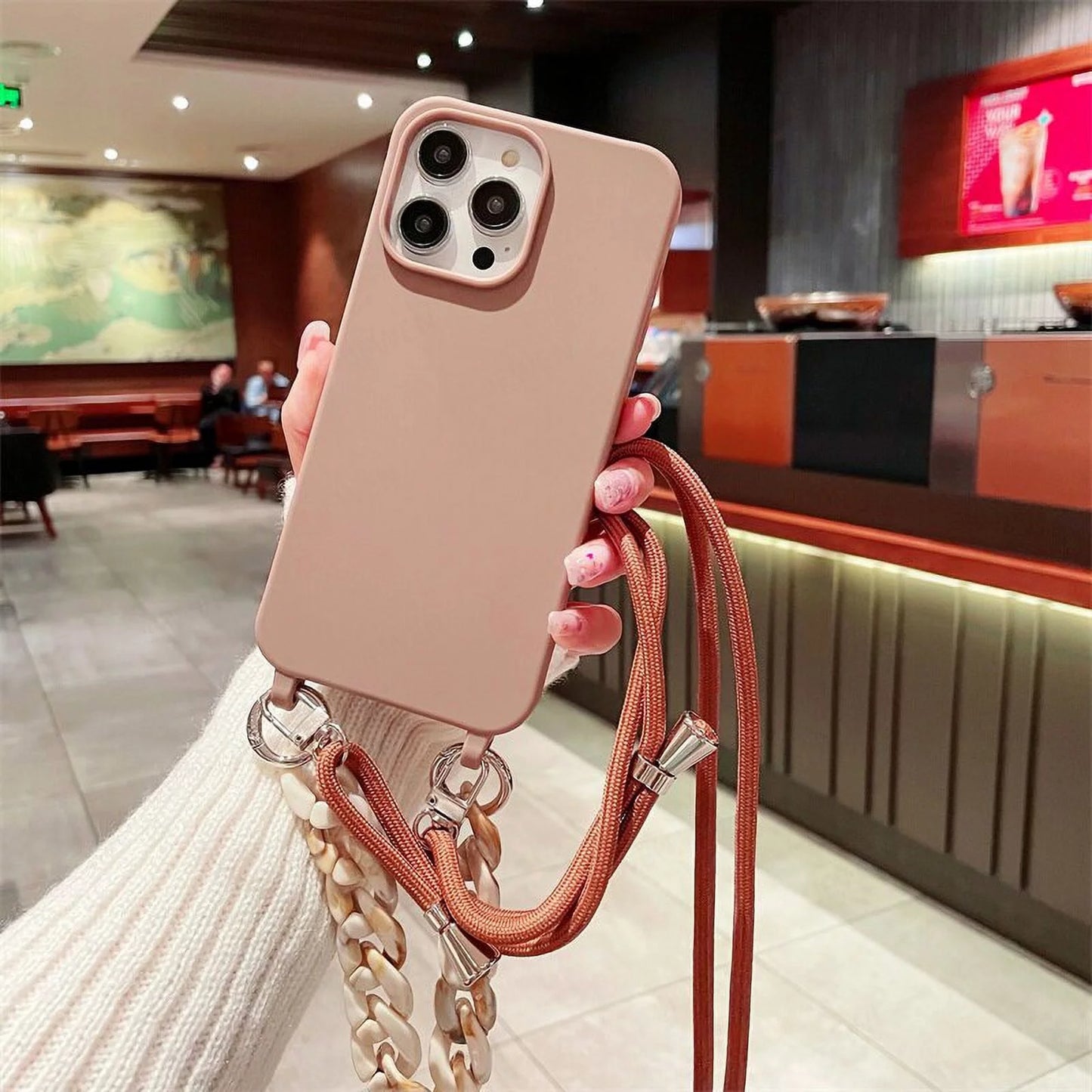 Marble Chain Crossbody Lanyard Strap Case for Iphone 15 14 13 12 Mini 11 Pro XS Max 7 8 plus X XR SE 2 3 Silicone Soft Cover