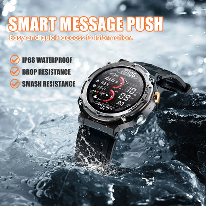 Smart Watches for Men, Bluetooth Call Receive Dial, 1.32" Rugged Smartwatch for Iphone/Android, C21 Outdoor Smart Watch, Black