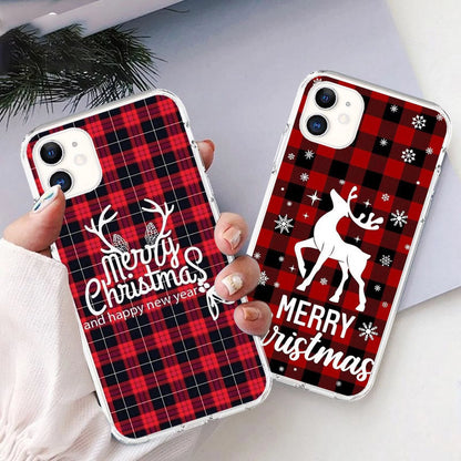 Christmas Red Plaid Phone Case for Iphone 15 15Plus 15 Pro Max Merry Christmas Cases for Iphone 14 13 12 11 Pro Mini XS MAX X XR 8 7 6 Plus