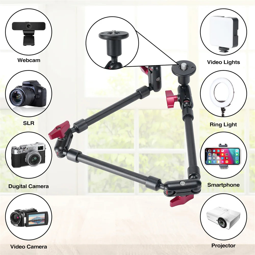 New 32Inch Magic Arm Phone Stand for Mobile Phone Camera Flexible Articulated Arm Bracket Wall Mount Desk Clamp Tablet Webcam