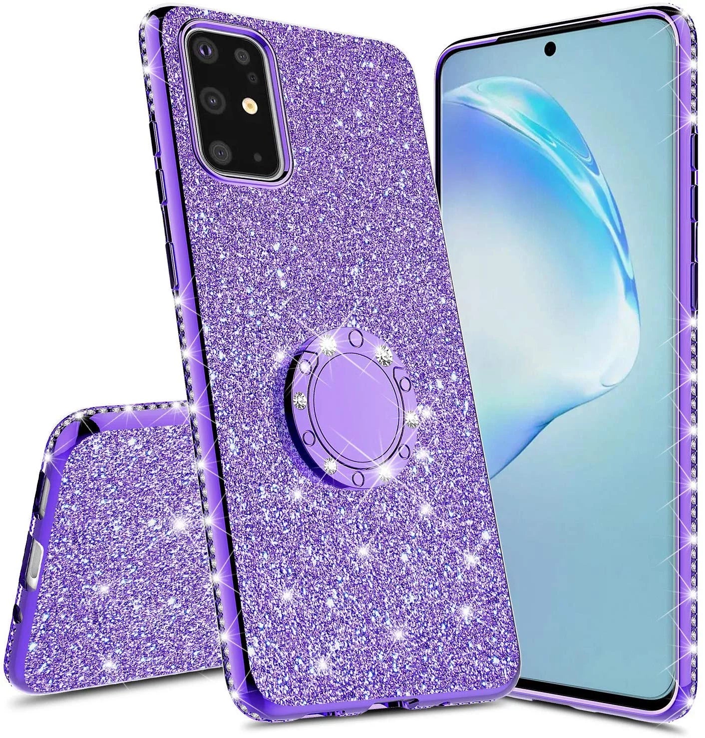 Samsung Galaxy S20 Plus/S20+ Glitter Phone Case, Ring Kickstand Girls Women Diamond Sparkly Case for Cover for Galaxy S20 plus - Purple