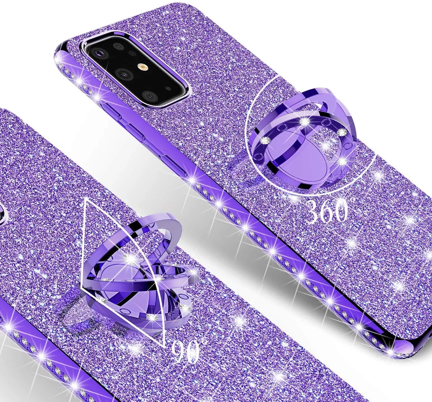 Samsung Galaxy S20 Plus/S20+ Glitter Phone Case, Ring Kickstand Girls Women Diamond Sparkly Case for Cover for Galaxy S20 plus - Purple