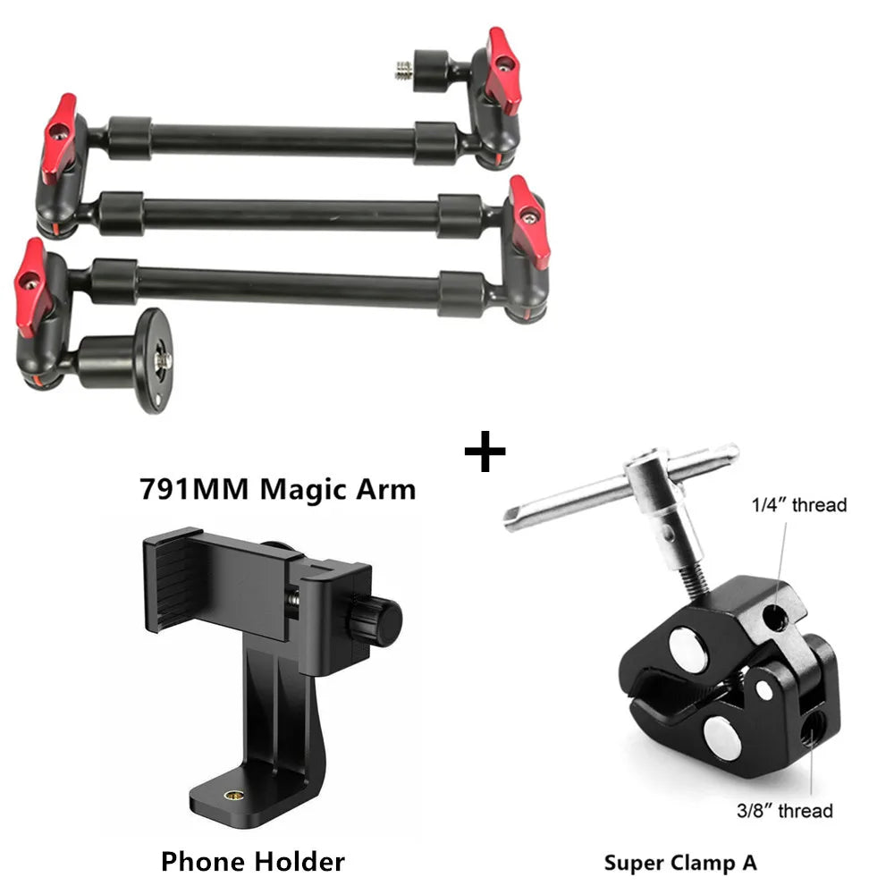 New 32Inch Magic Arm Phone Stand for Mobile Phone Camera Flexible Articulated Arm Bracket Wall Mount Desk Clamp Tablet Webcam