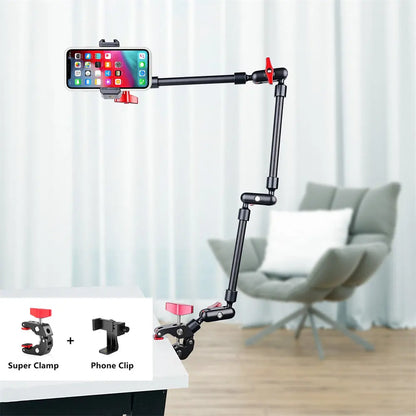 New 32Inch Magic Arm Phone Stand for Mobile Phone Camera Flexible Articulated Arm Bracket Wall Mount Desk Clamp Tablet Webcam