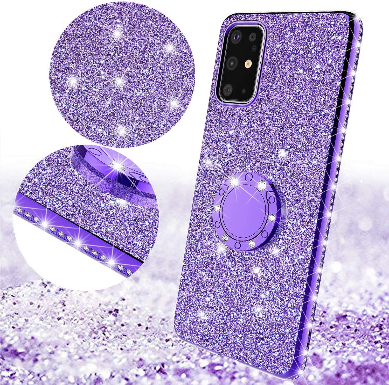 Samsung Galaxy S20 Plus/S20+ Glitter Phone Case, Ring Kickstand Girls Women Diamond Sparkly Case for Cover for Galaxy S20 plus - Purple