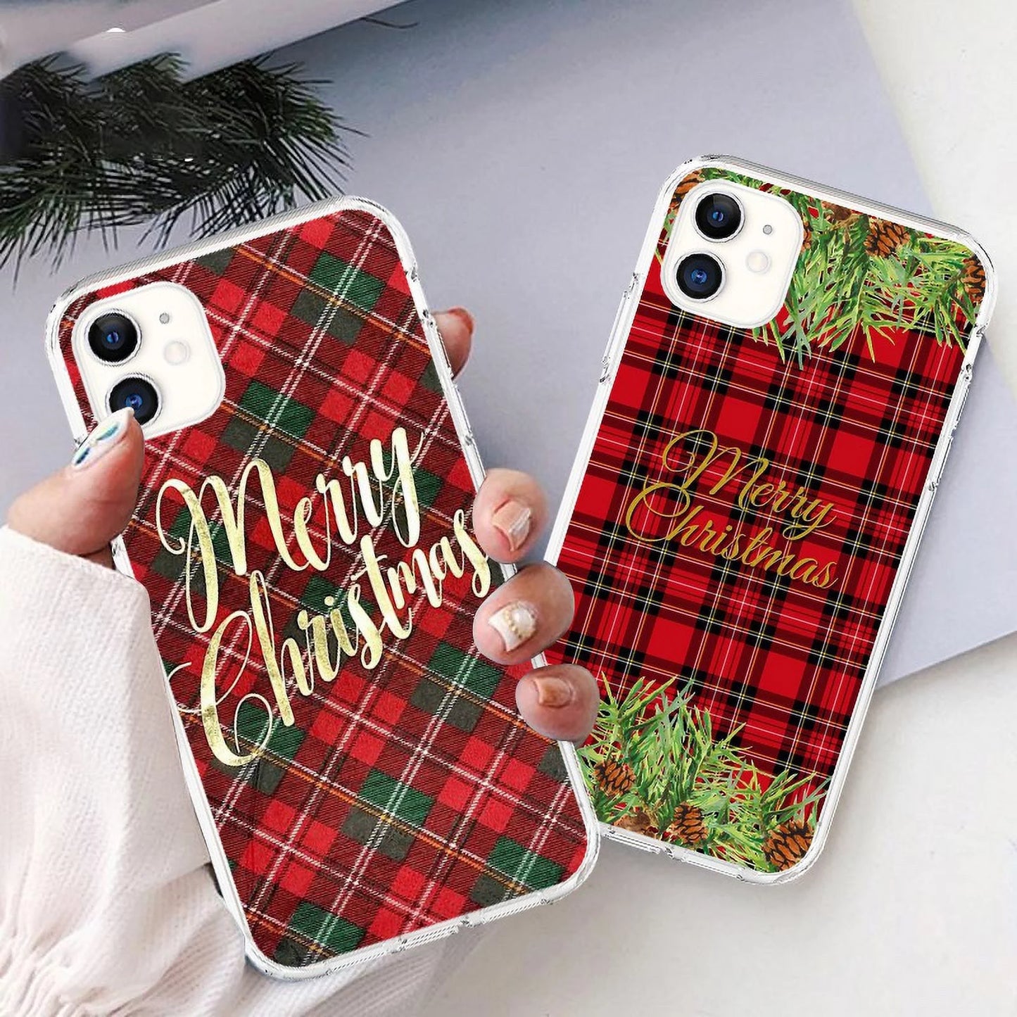 Christmas Red Plaid Phone Case for Iphone 15 15Plus 15 Pro Max Merry Christmas Cases for Iphone 14 13 12 11 Pro Mini XS MAX X XR 8 7 6 Plus