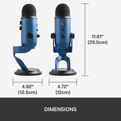 Blue Yeti USB Mic for Recording and Streaming on PC and Mac, Blue VO!CE Effects, 4 Pickup Patterns, Headphone Output and Volume Control, Adjustable Stand, Plug and Play – Midnight Blue